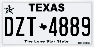 TX license plate DZT4889