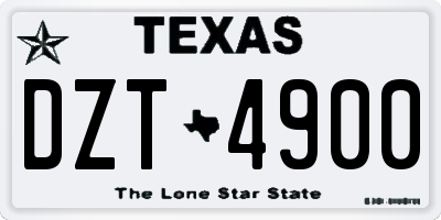 TX license plate DZT4900