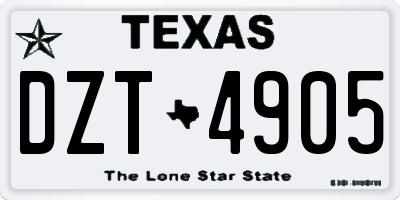 TX license plate DZT4905
