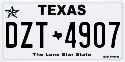 TX license plate DZT4907