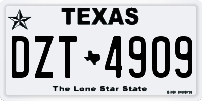 TX license plate DZT4909