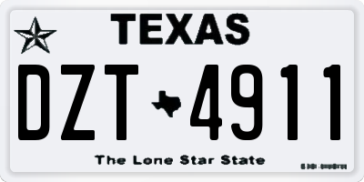 TX license plate DZT4911