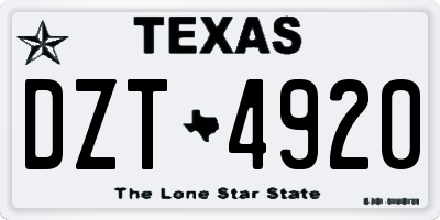 TX license plate DZT4920