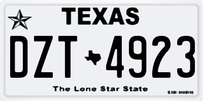 TX license plate DZT4923