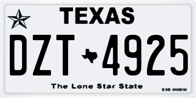 TX license plate DZT4925