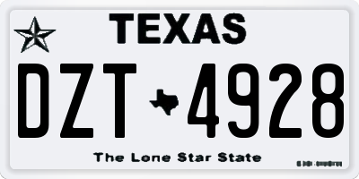 TX license plate DZT4928