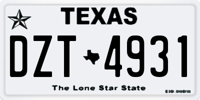 TX license plate DZT4931