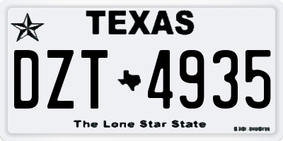 TX license plate DZT4935