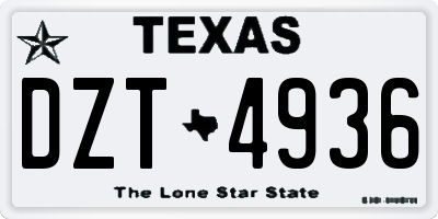 TX license plate DZT4936