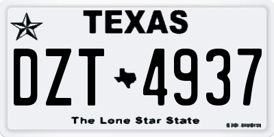 TX license plate DZT4937