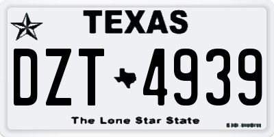 TX license plate DZT4939