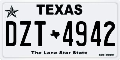 TX license plate DZT4942