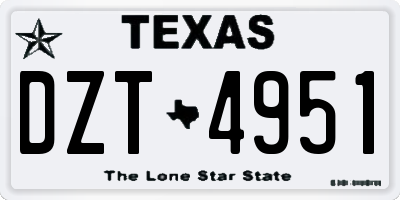 TX license plate DZT4951