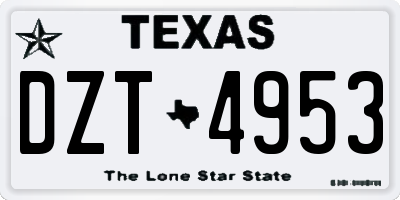 TX license plate DZT4953
