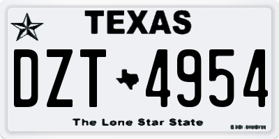 TX license plate DZT4954