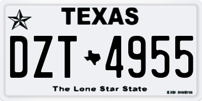 TX license plate DZT4955