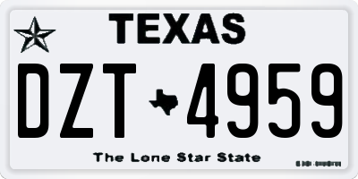 TX license plate DZT4959