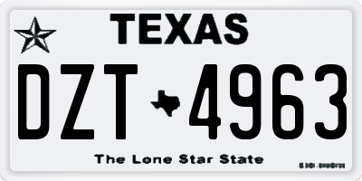 TX license plate DZT4963