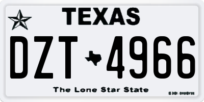 TX license plate DZT4966