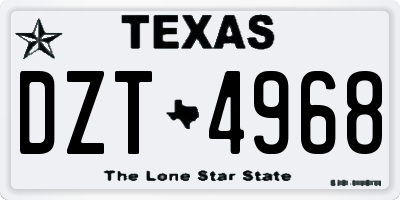 TX license plate DZT4968
