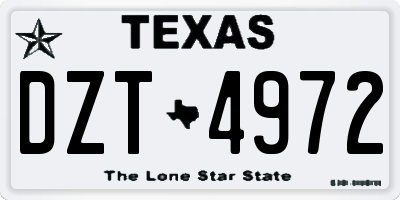TX license plate DZT4972