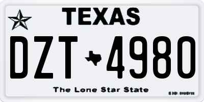 TX license plate DZT4980