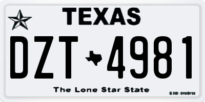 TX license plate DZT4981