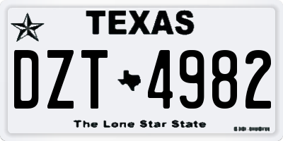 TX license plate DZT4982