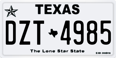 TX license plate DZT4985