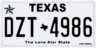 TX license plate DZT4986