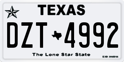 TX license plate DZT4992
