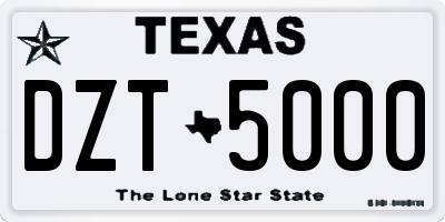 TX license plate DZT5000