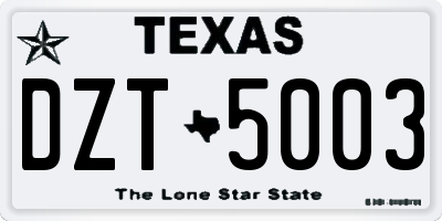 TX license plate DZT5003