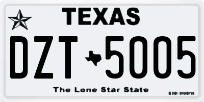 TX license plate DZT5005