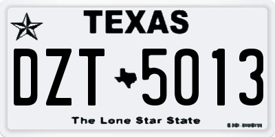 TX license plate DZT5013