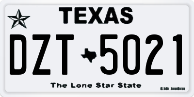 TX license plate DZT5021