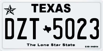 TX license plate DZT5023