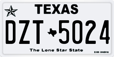 TX license plate DZT5024