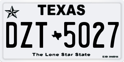 TX license plate DZT5027
