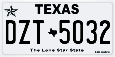 TX license plate DZT5032