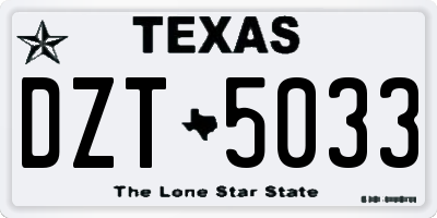 TX license plate DZT5033
