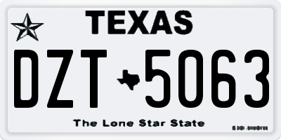 TX license plate DZT5063