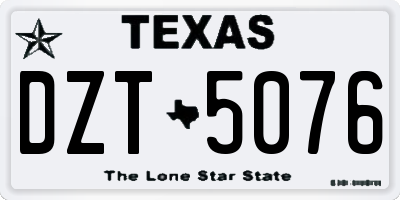 TX license plate DZT5076