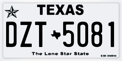 TX license plate DZT5081