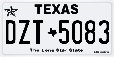 TX license plate DZT5083