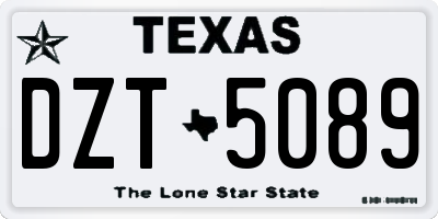 TX license plate DZT5089