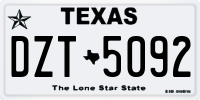 TX license plate DZT5092