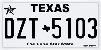 TX license plate DZT5103