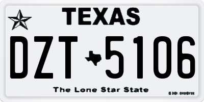 TX license plate DZT5106