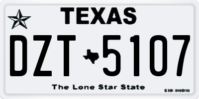TX license plate DZT5107